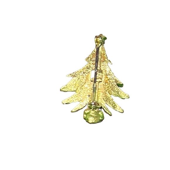 Vintage Green Enamel Christmas Tree Pin - Holiday Costume Jewelry - Picture 3 of 8